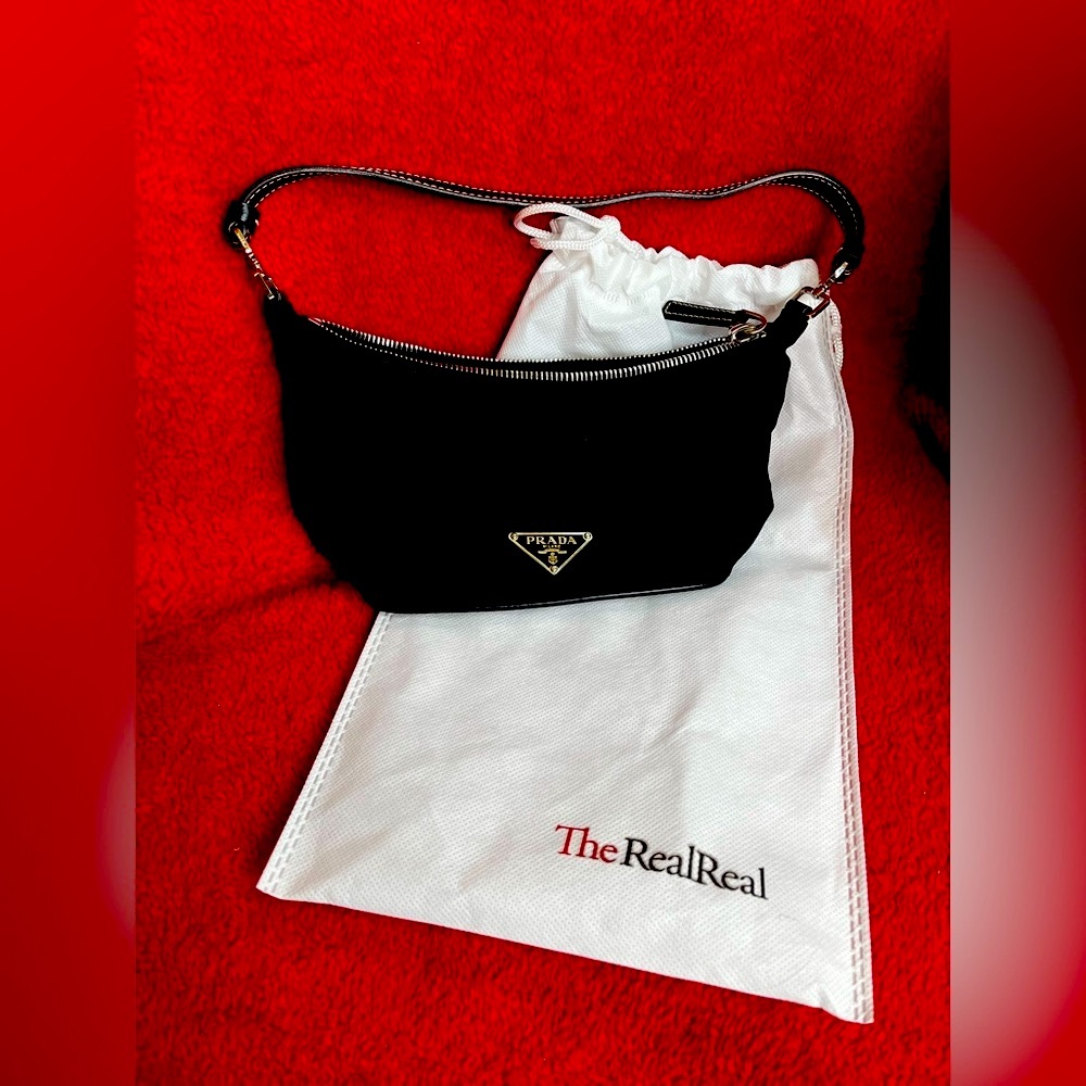 Vintage Prada Black Shoulder Bag Modern Minimalist Design
